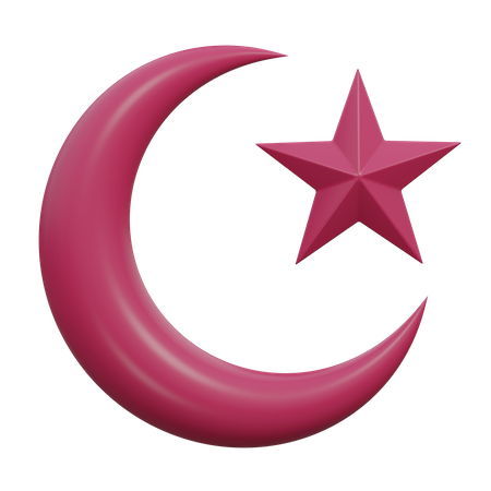 Crescent Moon And Star  3D Icon