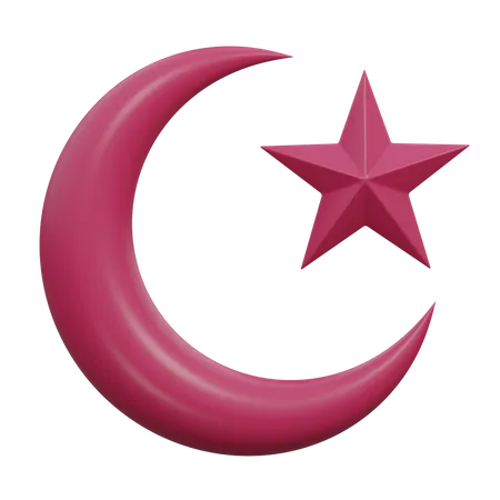 Crescent Moon And Star  3D Icon