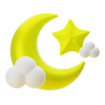 CRESCENT MOON AND STAR  3D Icon