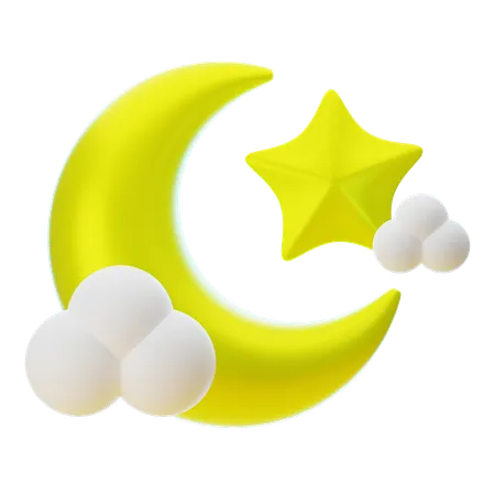 CRESCENT MOON AND STAR  3D Icon