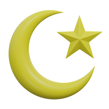 Crescent Moon And Star  3D Icon