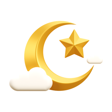 Crescent  Moon And Star  3D Icon