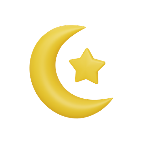 Crescent moon and star  3D Icon