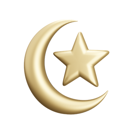 Crescent Moon And Star 3D Illustration