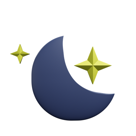 Crescent moon and star  3D Icon
