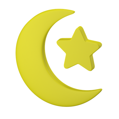 Crescent Moon And Star 3D Icon