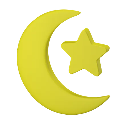 Crescent Moon And Star 3D Icon