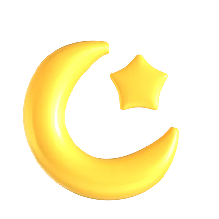 Crescent Moon And Star  3D Icon