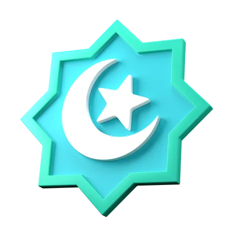 Illustration Of A Crescent Moon And Star Badge For A Ramadan Event 3D Icon