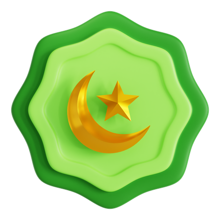 Crescent Moon And Star Badge  3D Icon