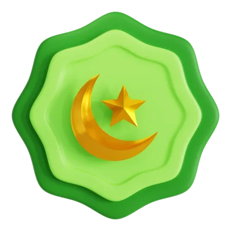 Crescent Moon And Star Badge  3D Icon