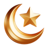 crescent moon and stars 3d logo