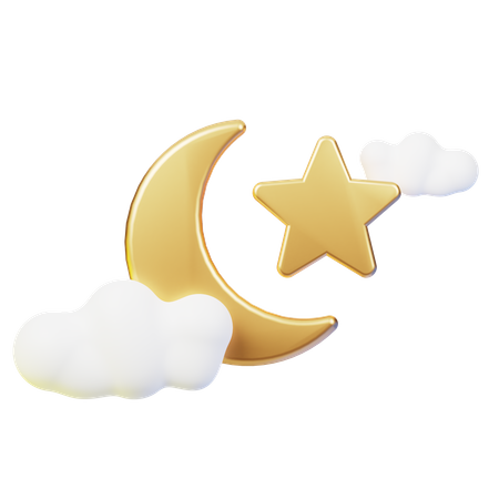 초승달 구름  3D Icon