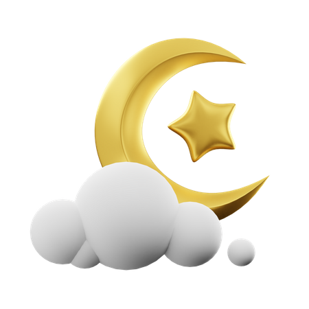 Crescent moon cloud  3D Illustration