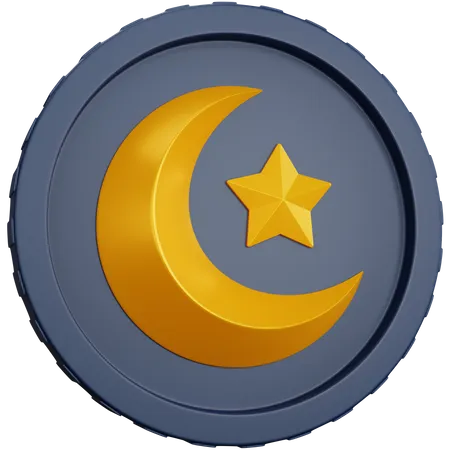 Crescent Moon Coin  3D Icon