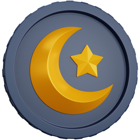 Crescent Moon Coin  3D Icon