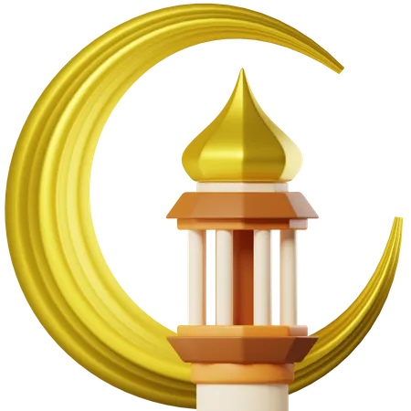 Crescent Moon Mosque Tower  3D Icon