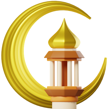 Crescent Moon Mosque Tower  3D Icon