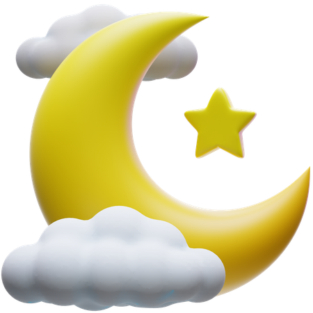 Crescent Moon Star  3D Icon