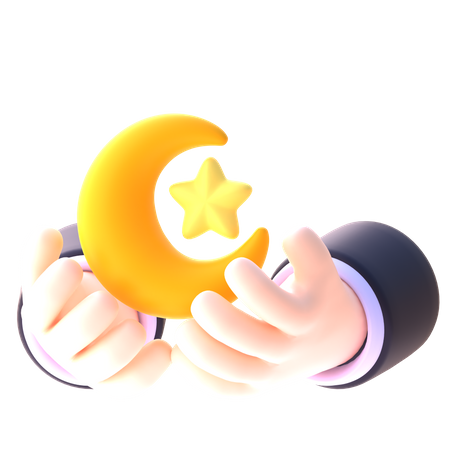 Crescent Moon Star  3D Icon