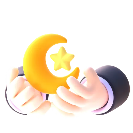 Crescent Moon Star  3D Icon