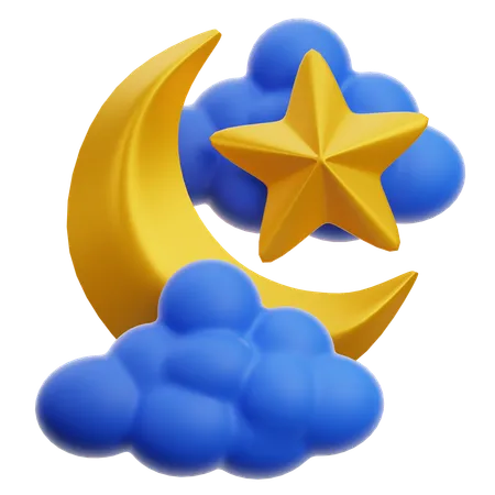 Crescent Moon Star  3D Icon