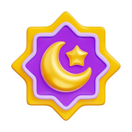 Crescent Moon Star  3D Icon