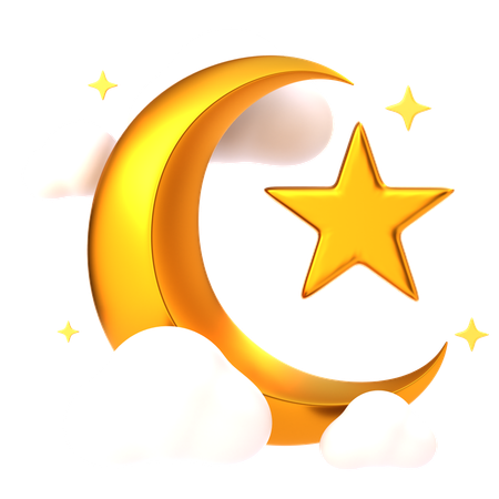 Crescent Moon & Star  3D Icon