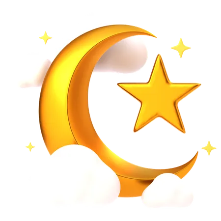 Crescent Moon & Star  3D Icon