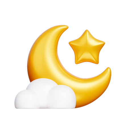 Crescent Moon Star  3D Icon