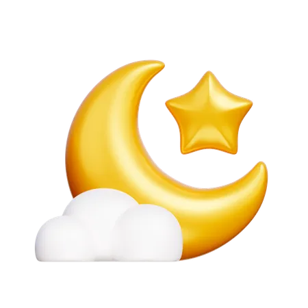 Crescent Moon Star  3D Icon