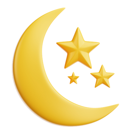 Crescent Moon &  Star  3D Icon