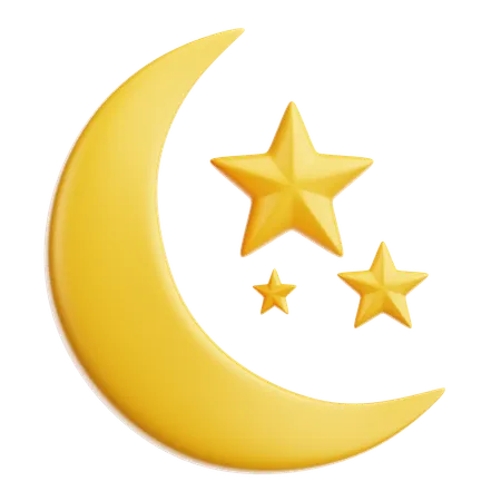 Crescent Moon &  Star  3D Icon