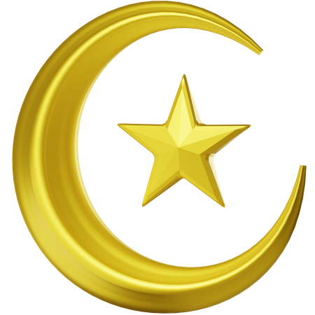 Crescent Moon Star  3D Icon