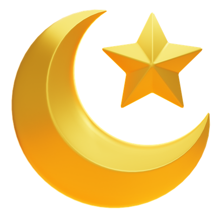 CRESCENT MOON & STAR  3D Icon