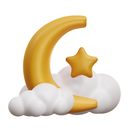 Crescent Moon Star  3D Icon