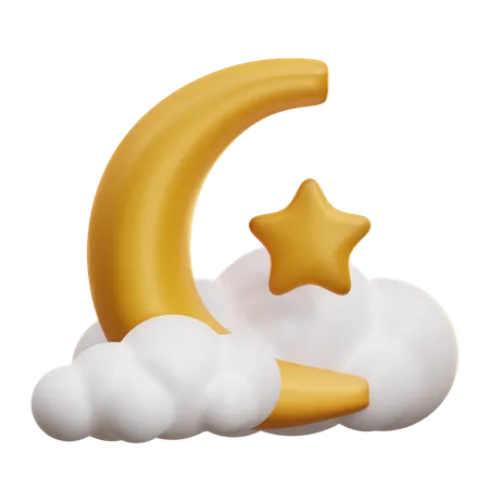 Crescent Moon Star  3D Icon