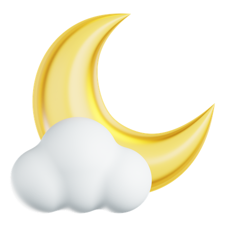 雲と三日月  3D Icon