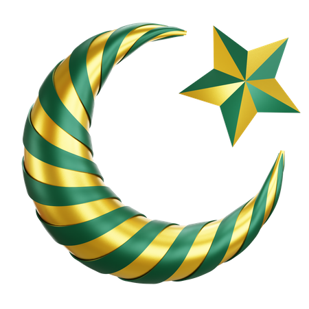 Crescent Moon With Star  3D Icon