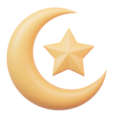 Crescent Moon With Stars  3D Icon