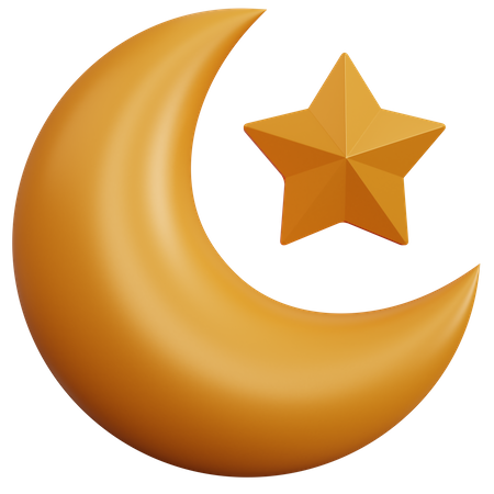 Crescent Moon With Stars  3D Icon