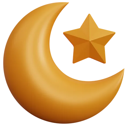 Crescent Moon With Stars  3D Icon