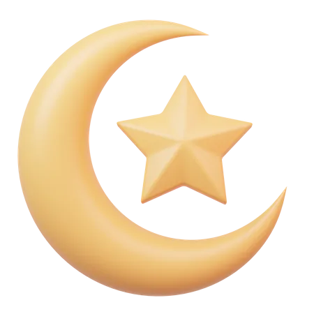 Crescent Moon With Stars  3D Icon