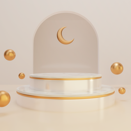 Crescent Ramadan Podium 3D Illustration