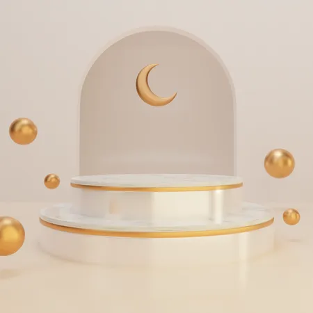 Crescent Ramadan Podium  3D Illustration