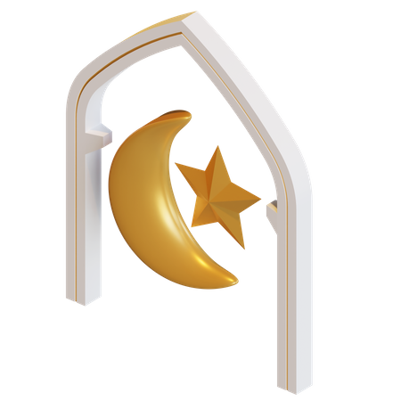 Crescent Star Symbol  3D Illustration