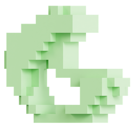 Crescent Voxel Loop Geometry  3D Icon