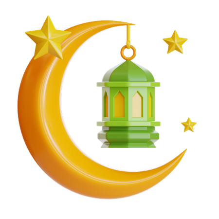 Crescent With Lantern  3D Icon