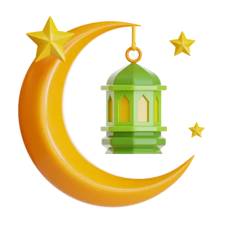 Crescent With Lantern  3D Icon