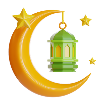 Crescent With Lantern  3D Icon